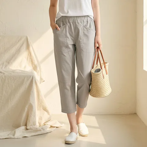 [유니제이] 코지 데일리 허리밴딩 8부 배기팬츠(4color)