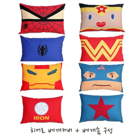 룸마이룸 히어로 캐릭터 베개커버(솜포함)/애착베개