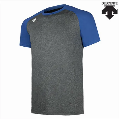 데상트 S7221ZTS04 NAV0  배색 스판 BP 셔츠(회/곤) 반팔 티셔츠