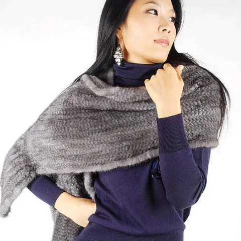 [밍크카멜]No.9042 최상급 Female(암컷) 몸통밍크[스킨] 니팅머플러 숄 180x30cm 드럽고 윤기가 흐르며 가볍워서 착용감 탁월!