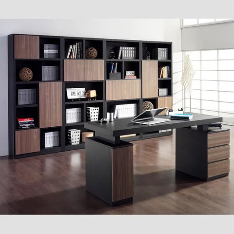 비앙스 로시니 블랙우드 3200책장+책상 풀세트