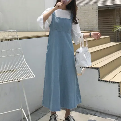 빅사이즈 오버핏 청멜빵원피스 데님여성의류 치마3061