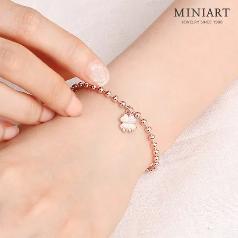 [미니아트] 클로버 14Kgp 볼 체인 로즈골드 팔찌 JR193