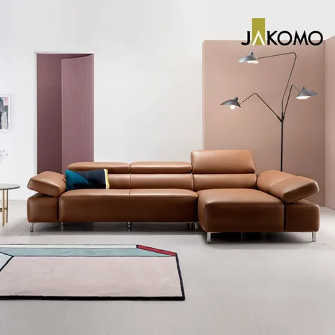 [자코모]레너드 4인 기능성 카우치형 슈렁큰 천연면피 소가죽 소파
