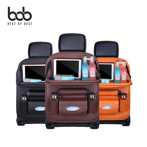 bob 차량용 뒷좌석 트레이테이블 다용도 가죽 멀티 수납 포켓