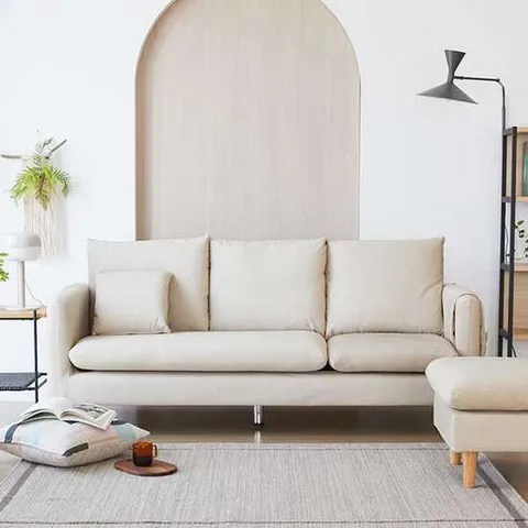 [오스본가구] 디올 풀커버 패브릭 3인용소파 +스툴