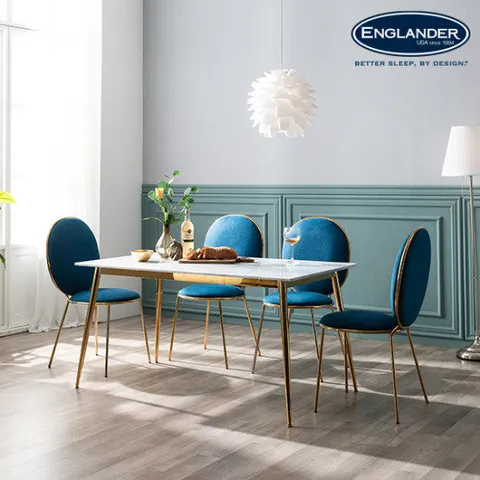 잉글랜더 케이트 천연 대리석 4인용 식탁 세트 의자4(PB)