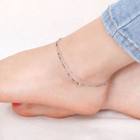 [미니아트] 제주도 돌담길 14Kgp 로즈골드 두줄 발찌 JR210