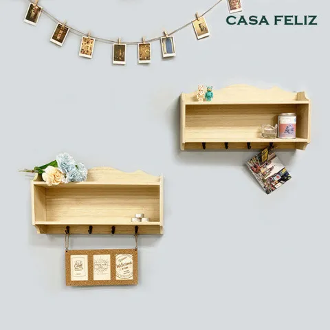 [까사펠리스]다용도 인테리어 원목 2단 벽걸이선반/행거, 주방