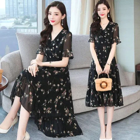 여성의류 쉬폰원피스 오피스룩 하객룩 미디 정장 3581