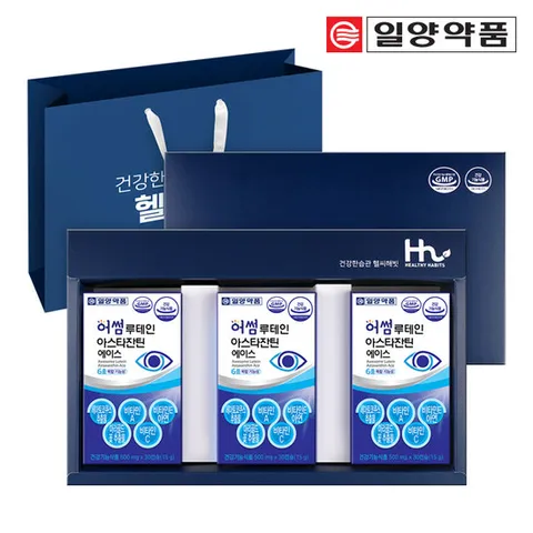 일양약품 눈건강 루테인 아스타잔틴 헤마토코쿠스 3박스 선물세트 (쇼핑백)
