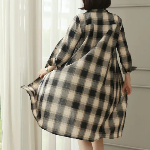 [웬디즈갤러리][한정]오텀 체크 롱셔츠 SSH002