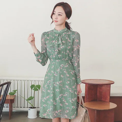 오드 DRK478 네이쳐 플라워 요루쉬폰 원피스