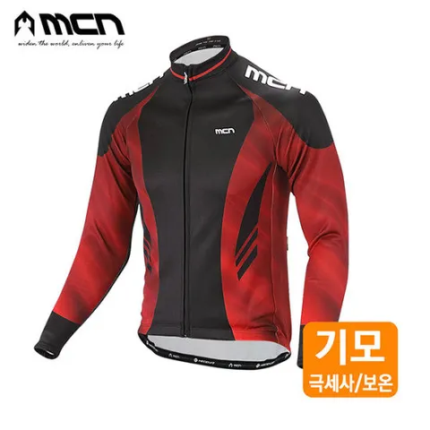 MCN 메탈릭레드 방한기모져지 겨울자전거의류