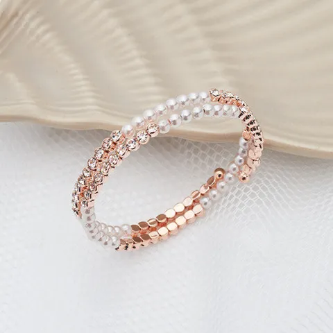 엣지스쿨 진주 믹스 핑크 큐빅 뱅글