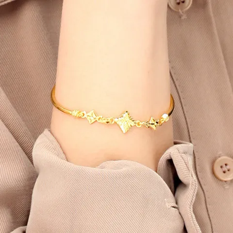 [커플레인] 여자 24K 순금 클로버 뱅글 팔찌 7.5g + 18K 장식