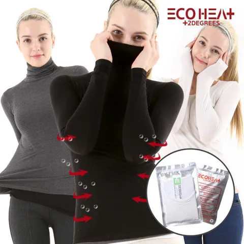 [ECOHEAT] 3+1 4pack 구성 에코히트 여성용 목폴라티 터틀넥
