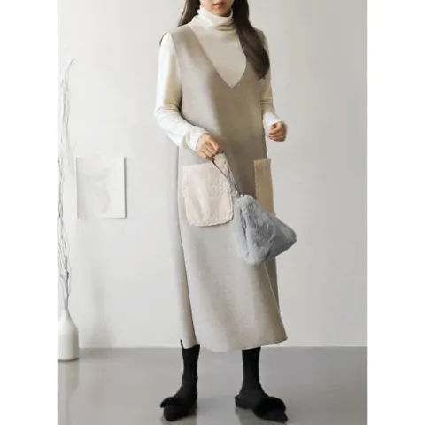 빅사이즈 털포켓원피스 44~77 여성의류 겨울 임부복