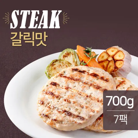 맛있닭 닭가슴살 스테이크 갈릭맛 100gx7팩(700g)