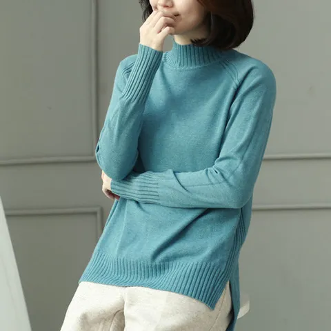 [웬디즈갤러리][후기폭발!계속찾는 니트]위드 넥골지 반목 니트 / 여성 언발옆트임 체형커버 TKN017