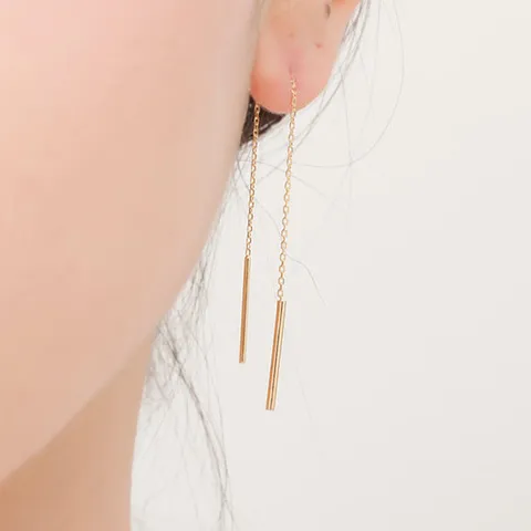 [엘렌쥬얼리] 14k 심플 스틱 드롭 귀걸이