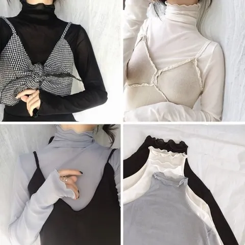 [모노위크][이너인기] 페미닌 시스루 여리여리 블라우스 티셔츠