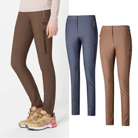 콜핑 멜란지 슬림핏 고무줄 밴딩 여성 여름 등산바지
