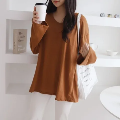 빅사이즈 워터싱글티 여성의류 무지 라운드 티셔츠