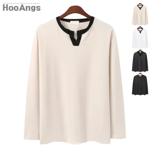 [후앙스] 배색 브이트임 라운드티 DMRT0106