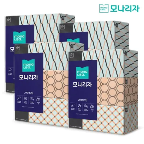 모나리자 미용티슈 200매 3입 4개 총 12개