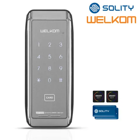 [무료설치] 웰콤 디지털도어록 WRT300 카드키4개+번호키 즉시잠금기능 내부이중잠금 허수기능 고온감지 스마트라이팅 전기충격무력화 강력한내구성 현관문 디지털도어락