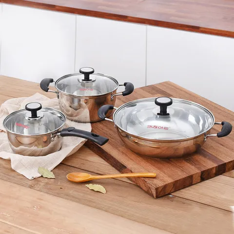 키친아트 스텐 냄비세트 3종 편수냄비 양수냄비 전골