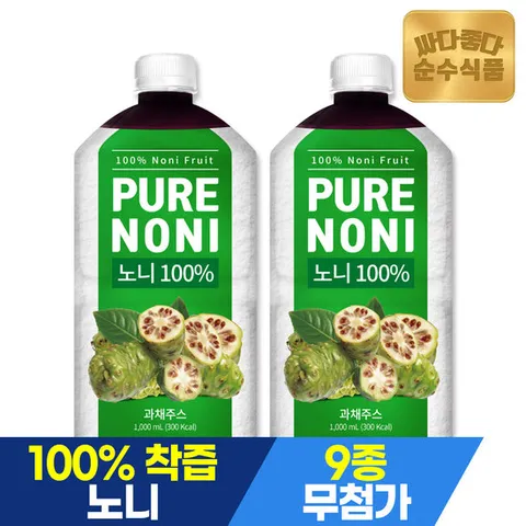 [소비기한 2026-03-05] 순수식품 착즙 노니 2병x1000ml 노니원액