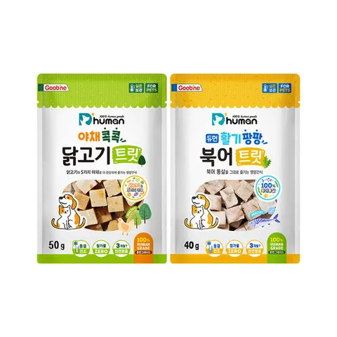 [듀먼] 동결건조 트릿 2종 2팩(야채닭고기트릿1, 북어트릿1)