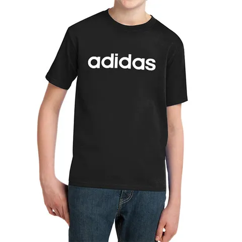 아디다스 YB 에센셜 리니어 로고 반팔티 블랙 티셔츠 DV1811