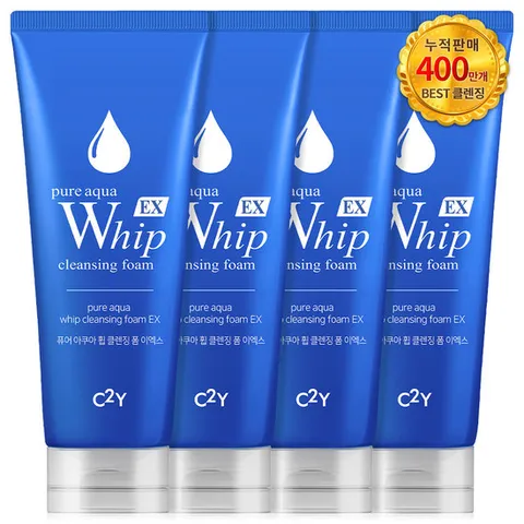C2Y 퓨어 아쿠아 휩 클렌징폼 220ml 4개 / (화산송이 220ml)