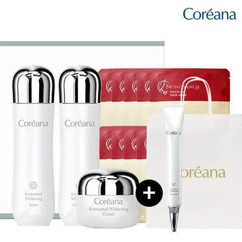 코리아나 발효화이트닝 3종세트+노니상지 마스크10매 (증)발효화이트닝 스팟에센스 20ml+쇼핑백