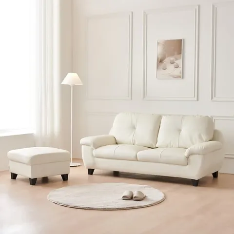 동서가구 셜록 고급 가죽 3인용 소파+스툴 DF917103