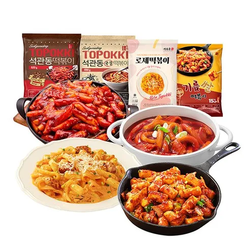 석관동떡볶이 골고루 4팩 (오리지날,국물,로제,기름쌀)