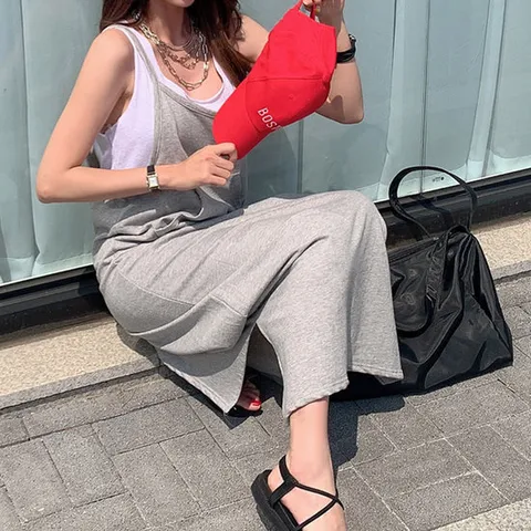 [나크21] (55~100) 밑단트임 멜빵 원피스 KO12-O-10 /빅사이즈