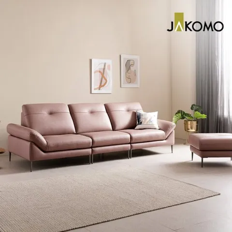 [자코모]에비뉴엘 모듈 4인 천연면피 소가죽 소파+스툴