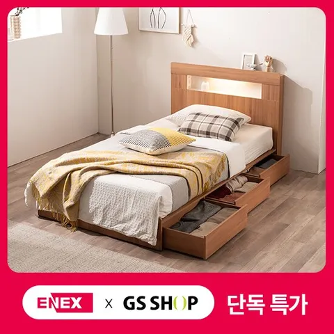 [에넥스]딥슬립 LED 조명 서랍형 수납침대(SS)-본넬 매트리스