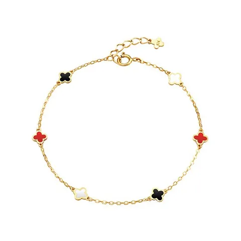 [제메이스] 14K 미니 크로바 팔찌