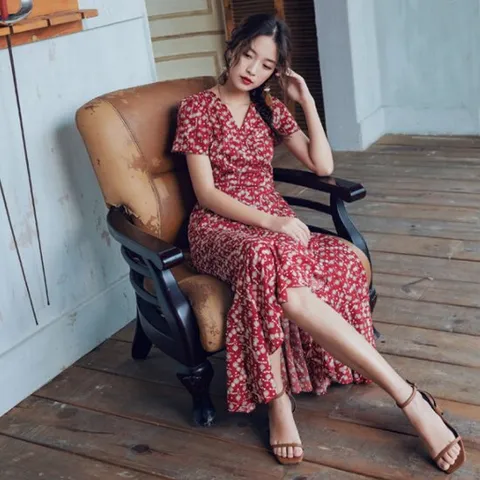 [SALE] 유니제이 윈디 브이넥 맥시 랩 원피스