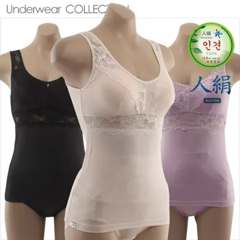 여성 인견 레이스 런닝브라팬티 속옷세트 노와이어 여름브라나시