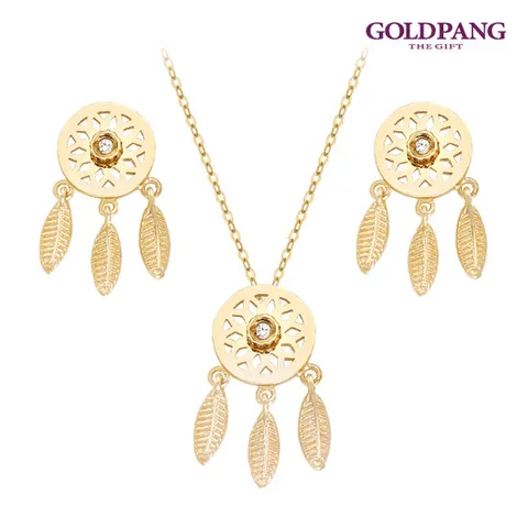 골드팡 18k 클로이 드림캐쳐 다이아몬드 목걸이 귀걸이 세트