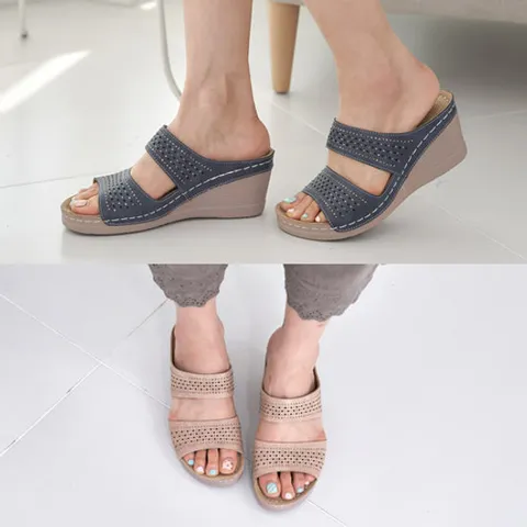 [엄마옷 로즈맘] 핫피스웨지힐슬리퍼