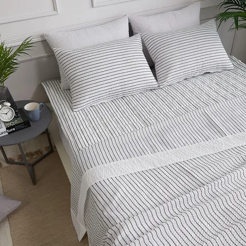[라몬떼] 썸머 스트라이프 시어서커 여름 홑이불 2종 세트 Q