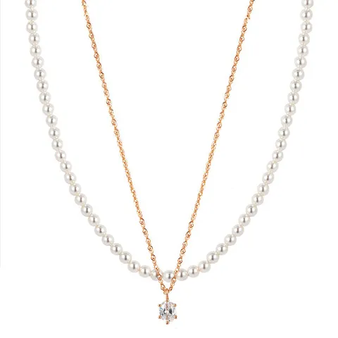 [도로시] 14k 드레스 스와진주 2줄 목걸이