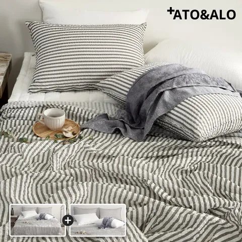 아토앤알로 엘리 시어서커 여름 홑이불베개세트 Q